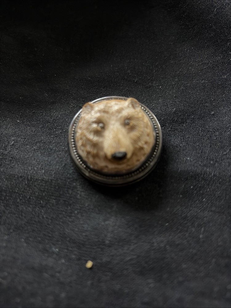 Sterling Silver Fossilized Bear Pendant Brooch Navajo