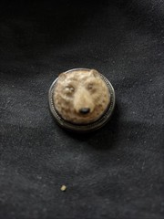 Sterling Silver Fossilized Bear Pendant Brooch Navajo