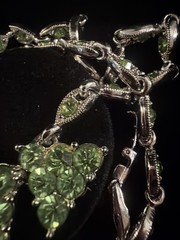 Bogoff Necklace Choker Rhinestone Silver Tone 15.5 in Length Lime Green F