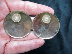 VTG-1980’s Black & Gold Tone w/Red Enamel Pierced Earrings Combined Shipping ok