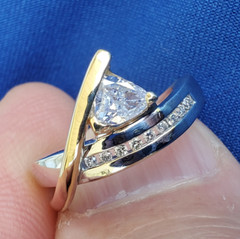 ORIGINAL EARTH MINED Triangle DIAMOND Engagement Ring SOLID 14K GOLD Solitaire 6