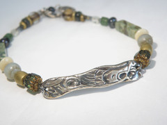 Vintage 999 Fine Sterling Silver Artisan Signed KVK Rustic Bracelet 8″