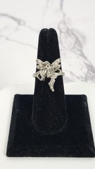 Vintage Silver Tone Pixie Fairy Statement Ring Winged Angel Costume Jewelry