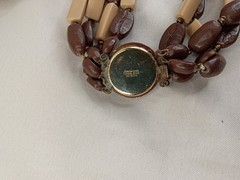 Vintage WESTERN GERMANY Coffee Bean Beaded Necklace Mid Century Costume Jewlery