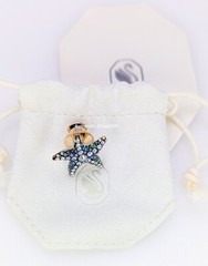SCS 100% Genuine SWAROVSKI Swan Signed Starfish Brooch Tack Pin Sparkle Crystals