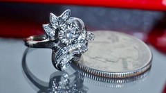 14k white gold ring 0.12ct natural diamond size 4.75 flower vintage 3.35gr N3444