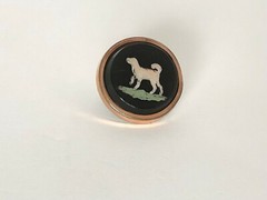 Victorian Glass and Enamel Dog Stud Button