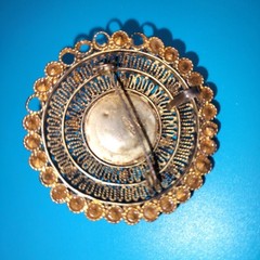 Israel Gilt Silver 935 Filigree Missing Stones Brooch Pendant Vintage