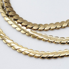 Serpentine Style Shiny Gold Tone Chain Necklace Womens Mens Vintage 24 inch