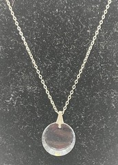 Vintage Faceted Cut Clear Crystal Round Pendant on 18″ Sterling Chain 2G