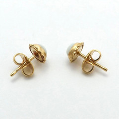 14K Gold White Opal October Birthstone Flower Halo Stud Earrings Vintage