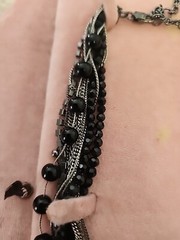 Vintage JUICY COUTURE Blsck & Silver Beaded Necklace NIB