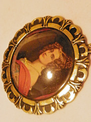 Nice Vintage Jewelry Portrait Pendant Necklace-BSK Leaf brooch 2 pr earring