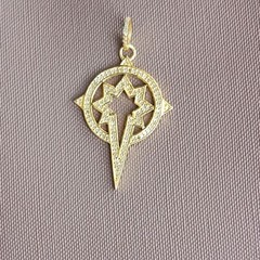 1 Pc Antique Pave Diamond Fancy Pendant – 925 Sterling Vermeil- 30mmx21mm 159