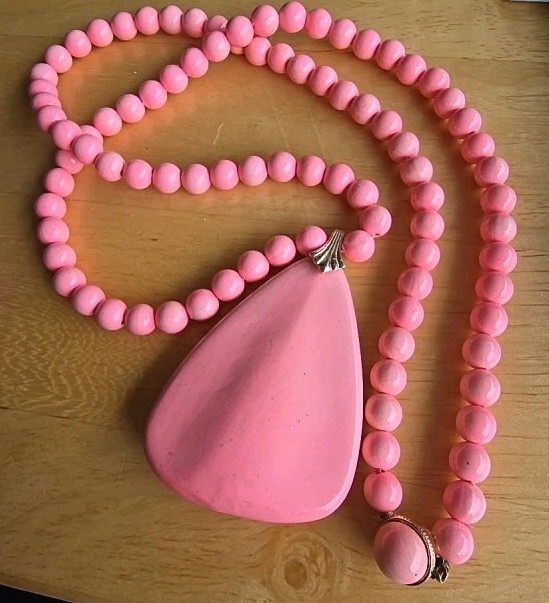 Mod Bubblegum Pink Statement Necklace Mid-Century Modern Kitsch