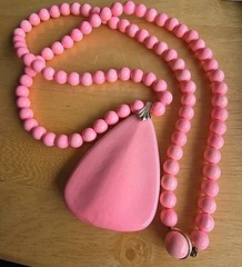 Mod Bubblegum Pink Statement Necklace Mid-Century Modern Kitsch