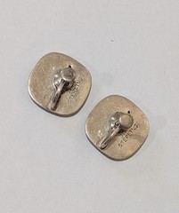 Vintage Sterling Silver 925 Siam Niello Hindu Goddess Screw Back Earrings