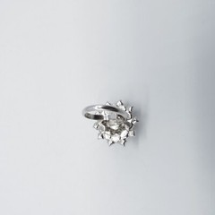VTG Tammey Jewels Clear Rhinestone Princess Ring Sz 5.25 Adjustable Silver Tone
