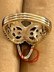 Vintage 18K HGE Tigers Eye Statement Cocktail Ring Sz 8 Openwork Filagree Mount