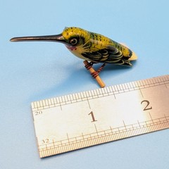 Takahashi Bird Pin Brooch Carved Female Anna Hummingbird Vintage Signed Box