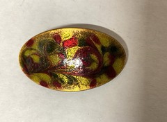 6 pcs. Wholesale Lot-Enamel on Copper Med OVAL PIN-ARTISAN Made-Inga Enamels (B)