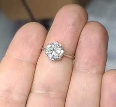 Platinum Vintage Engagement Ring 2.35ct. Lab Grown Round Old Euro Cut Diamond