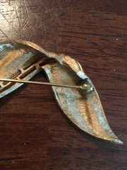 Gold Tone Trafari Elegant Double Leaf Brooch Pin Statement Piece