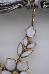 Vintage Crown Trifari Necklace Milk Glass Parure Choker 1960s Elegant Timeless