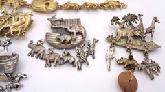 10 Vintage Gold & Silver Tone Noah’s Ark Animal Bracelet Brooch Clip Earring Lot