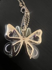Betsey Johnson Acrylic Butterfly Necklace Earrings and Ring Set-G3