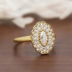 Vintage & Antique 0.35 Ct Marquise Cut Moissanite Stone Anniversary Mosaic Ring