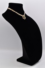 Vintage Flower Collar Choker Necklace Green Rhinestone Crystal Gold Chunky BinBN