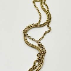 Vintage Gold Tone Layered Necklace Multi Strand Chain Classic 23”