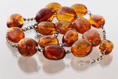 ANTIQUE Vintage Genuine Insect Beads BALTIC AMBER Chain Necklace 74.2g 260312-1