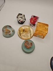 Vtg Lucite Resin Ring Lot 6 Flower Dice Chunky Mixed Sizes C1