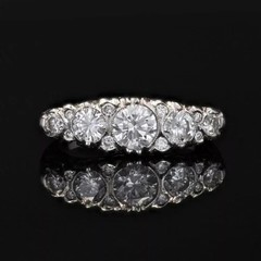 Art Deco Style Round Cut Lab Created Diamond Vintage Engagement 14K Gold FN Ring