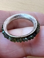 VINTAGE DESIGNER ROUGH GREEN TOURMALINE ETERNITY SPINNER BAND RING 925 STERLING