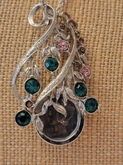 Vintage Necklace With 1945 Mercury Dine Set In A Silvertone Rhinestone Pendant