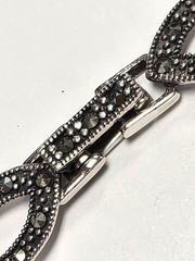 Vintage Signed FAS 925 Sterling Silver & Marcasite Cable Design Link 7″ Bracelet