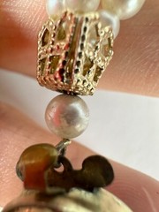 Vintage Necklace Japan Simulated Bead Glass White Box Clasp`16inches