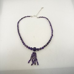 Jay King Necklace Amethyst Purple Tassel Dangle Drop Sterling Silver Beaded 925
