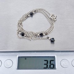Black Crystal Y Drop Necklace | Vintage Sterling Silver 925 | 14.5″
