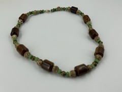 Earthy Necklace Natural Stone Acrylic Beads Brown Green Choker 22 Inch