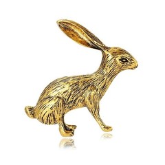 Vintage Gold Bunny Brooch Pin Cute Rabbit Animal Alloy Badge for Women