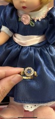 Antique Victorian 18k Gold Synthetic Sapphire Old Rose Cut Diamond Size7.5