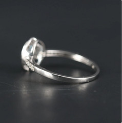 1.Ct Art Deco Style Lab-Created Aquamarine & Diamond Halo Engagement Sliver Ring
