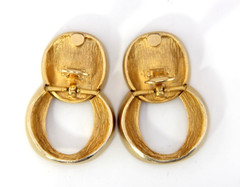 Vintage 1980s Brushed Mate Gold Tone Runway Bold Modernist Statement Earrings