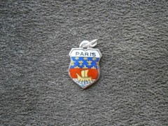 Paris France Vtg 800 REU Silver Enamel Travel Shield Bracelet Charm Pendant 1.1g