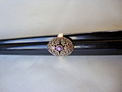 VTG PINK TOPAZ AMETHYST CITRINE W/ MARCASITE RING STERLING SILVER 925 SZ 6.5