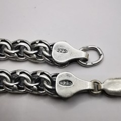 Vintage 925 Sterling Silver Chain Necklace Bracelet Signed 28.28g 23.4in 0.24in